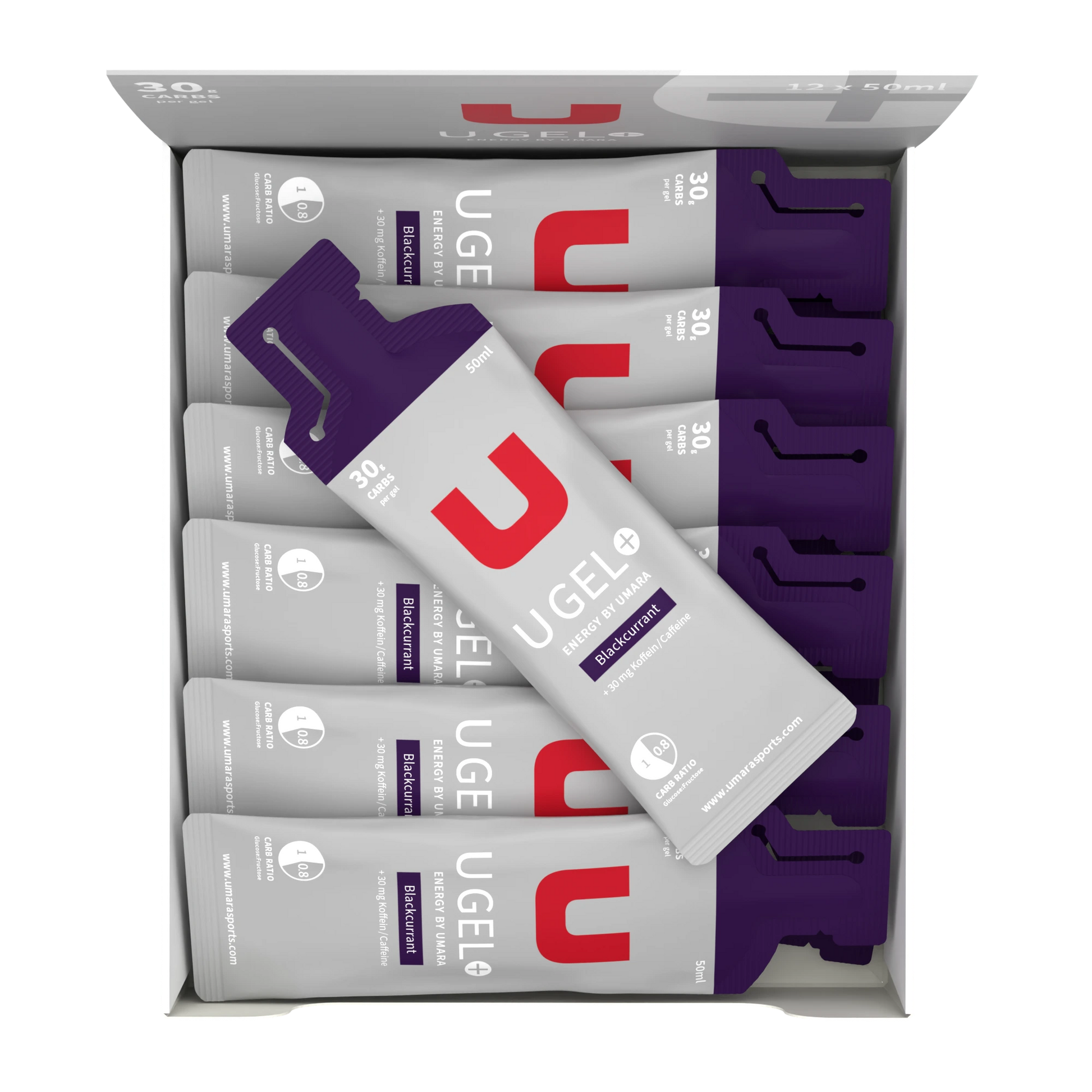 Umara U Gel 50ml Flytande Energigel: 30g Kolhydrater, Elektrolyter, med/utan Koffein för Prestation