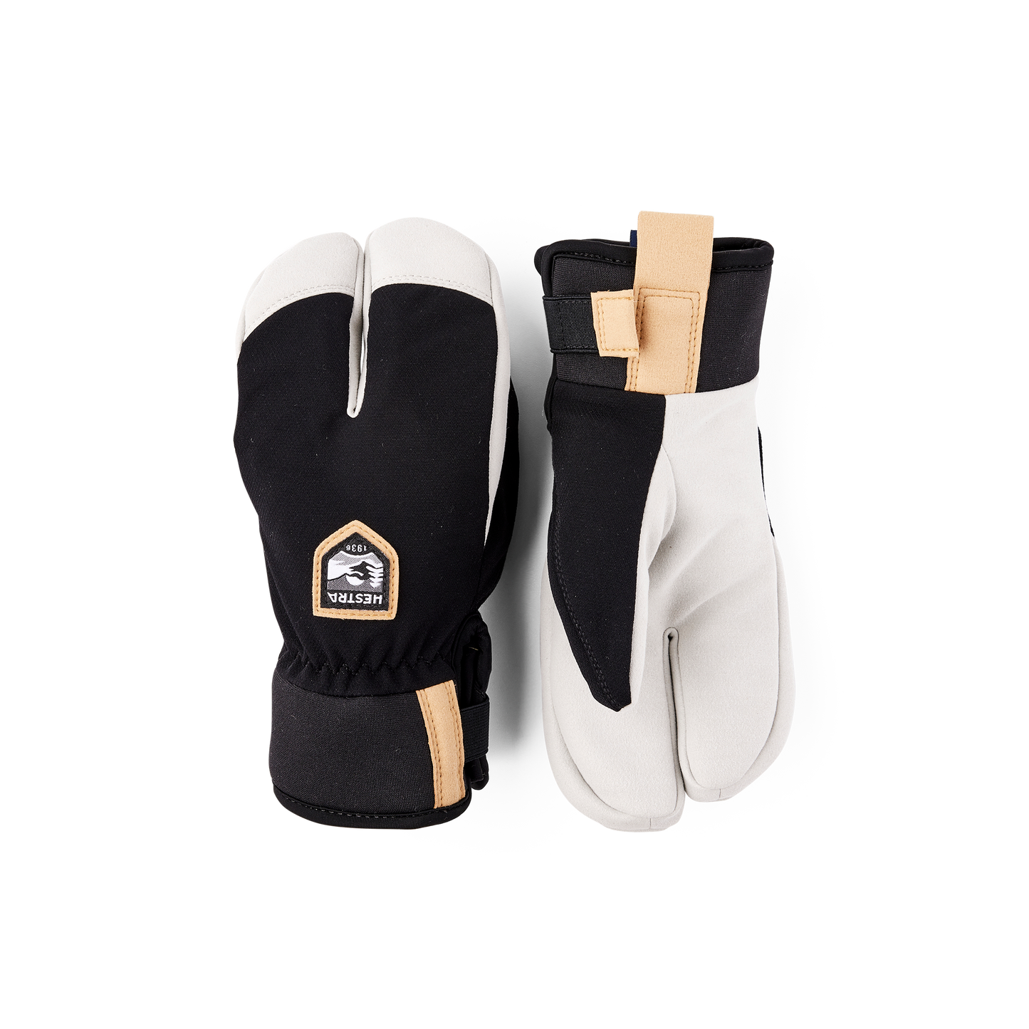 Hestra Wool Terry Jr Splitt Mitt Svart Barnhandske för Längdskidåkning