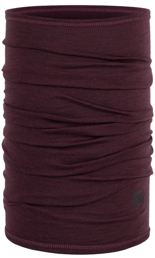 BUFF Lightweight Merino Wool Tubhalsduk 100% Merinoull Solid Garnet