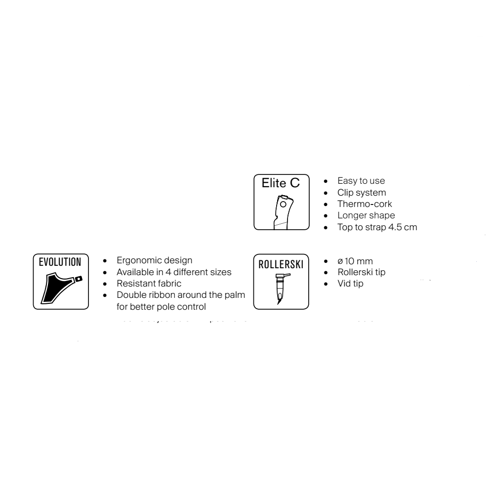 KV+ Campra Lätta Rullskidstavar Kolfiber för Nybörjare Evolution-Clip System