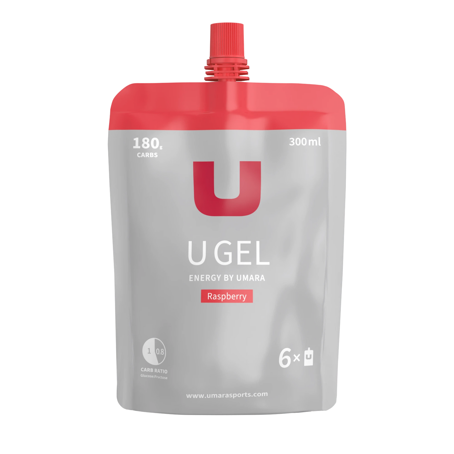 Umara U Gel Refill Hallon Energitillskott 180g Kolhydrater Elektrolyter 300ml