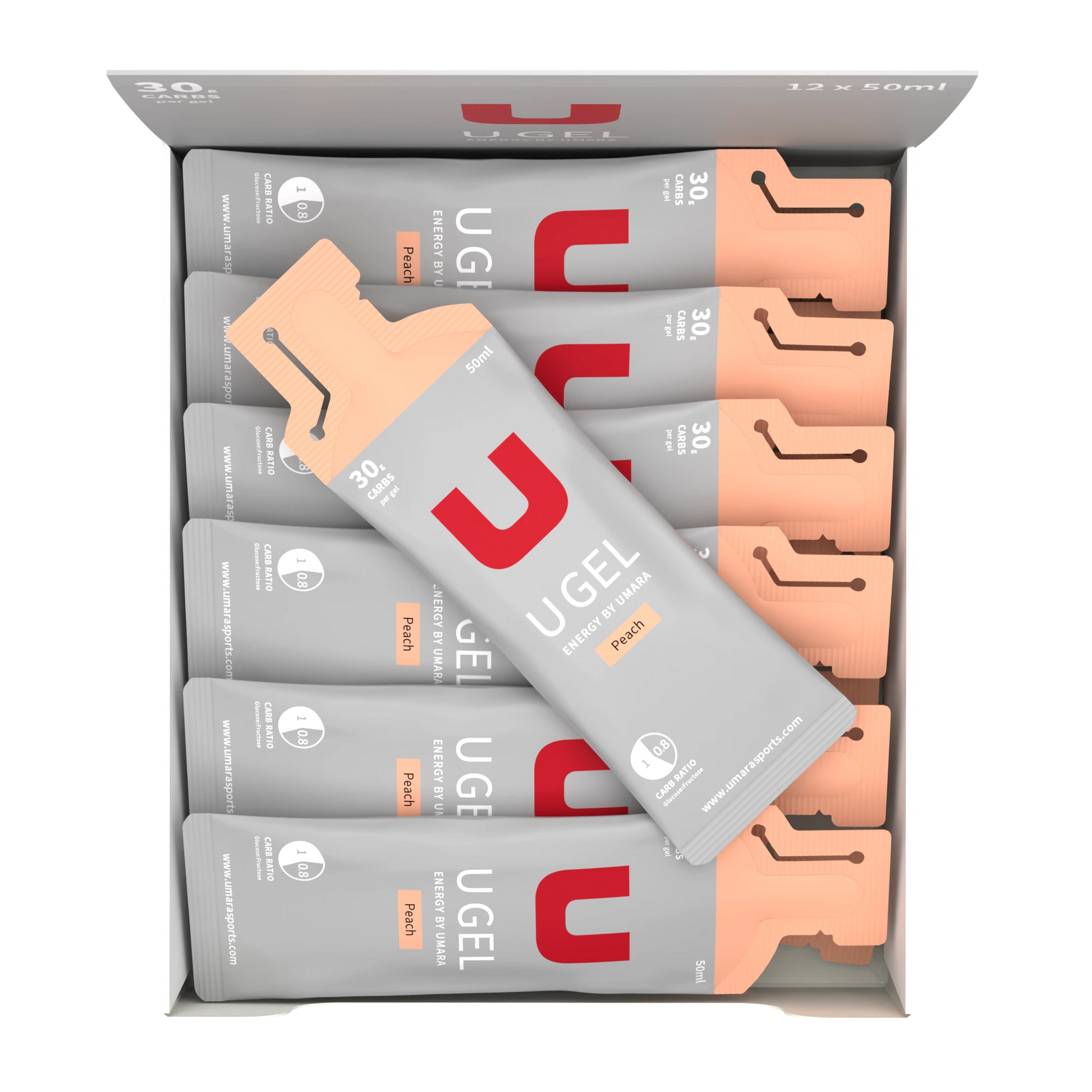 Umara U Gel 50ml Flytande Energigel: 30g Kolhydrater, Elektrolyter, med/utan Koffein för Prestation